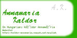 annamaria kaldor business card